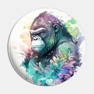 Gorilla Ape Portrait Animal Painting Wildlife Outdoors Adventure Pin