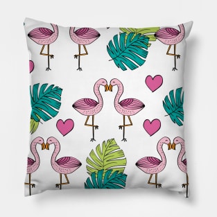 Summer flamingo and leaves seamless pattern. Pillow