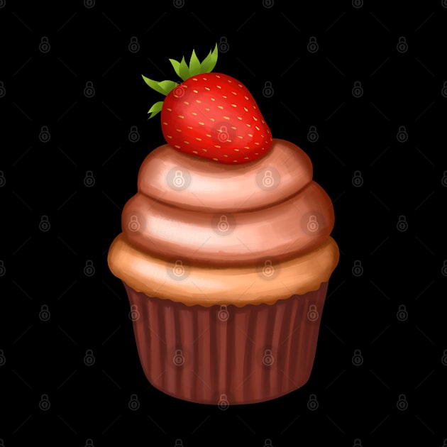 chocolate cupcake decorated with strawberry by Kuchinska design