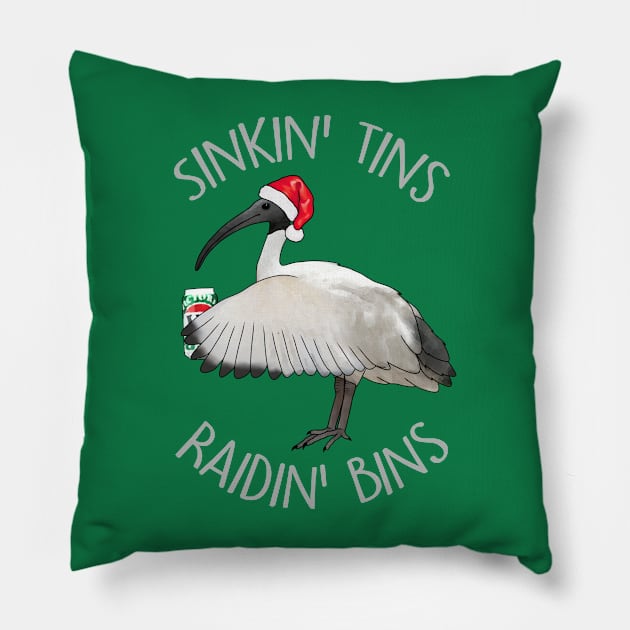 Sinkin tins at xmas Pillow by Meowmaddie