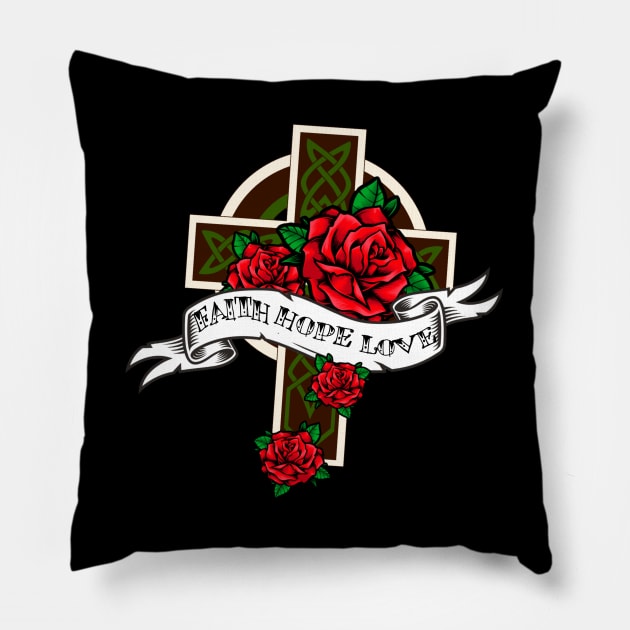 Old School Christian Tattoo Pillow by AlondraHanley