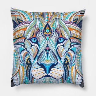 Mandala Art Zentangle Lion Face Art Sacred Geometry Pillow