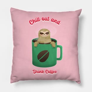 Coffee Lover Funny Cute Sloth Pillow