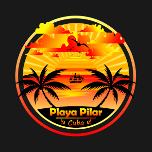 Playa Pilar Beach Cuba, Palm Trees Sunset Summer T-Shirt