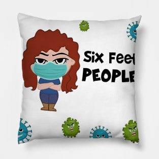 Girl Six Feet People Mask Gift Quarantine 2020 Pillow