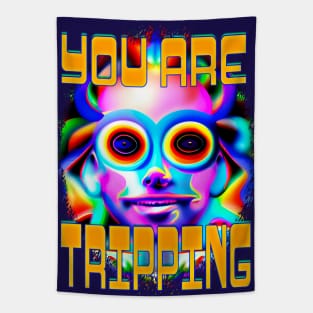 You Are Tripping- Captioned (2)- Trippy Psychedelic Art Tapestry