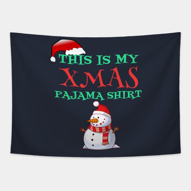 This Is My Xmas Pajama Shirt Funny Cartoon Snowman Gift Tapestry by klimentina