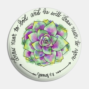 Draw near to God and he will draw near to you - James 4:8 watercolour succulent Pin