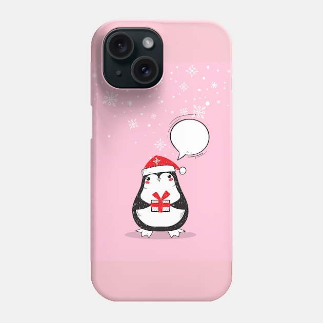 Cute Pink Penguin Holiday Xmas Christmas Gift Phone Case by dhipsher