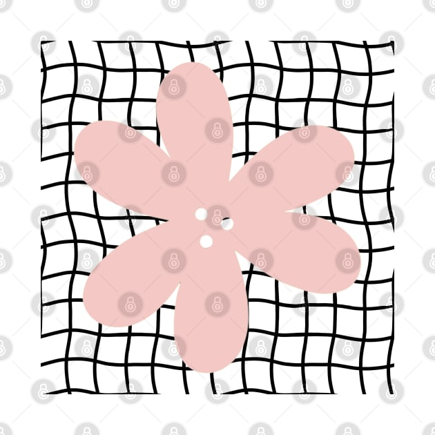 Abstract Flower on Grid - Pastel blush pink by JuneNostalgia