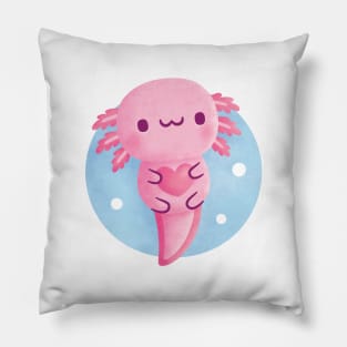 Cute Axolotl Hugging Heart Pillow