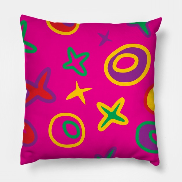 Pink Y2K Fish Stars Tiny Donuts Foodie Pillow by Mochabonk