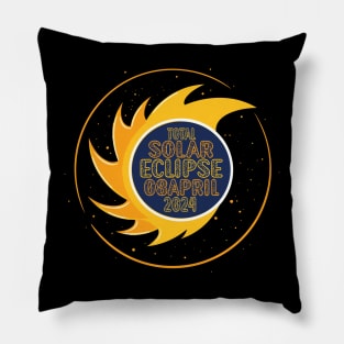 Floral Solar Eclipse Logo, Total Solar Eclipse Path of Totality Art Pillow