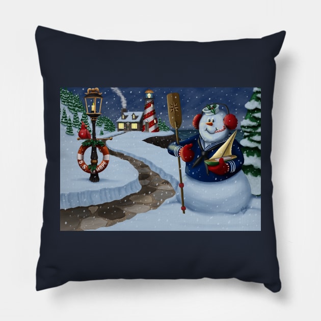 Navy Sailor Snowman Pillow by abbottcartoons