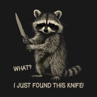 Funny Racoon Holding Knife T-Shirt