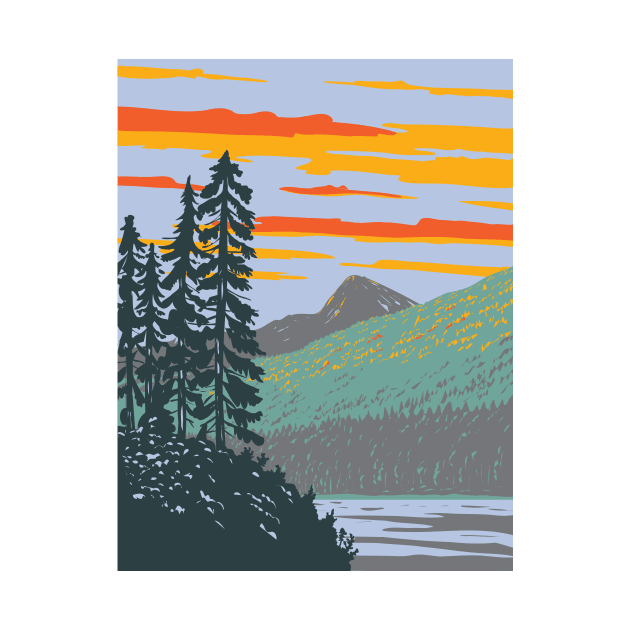 Waptus Lake in Wenatchee National Forest Washington State WPA Poster Art by retrovectors