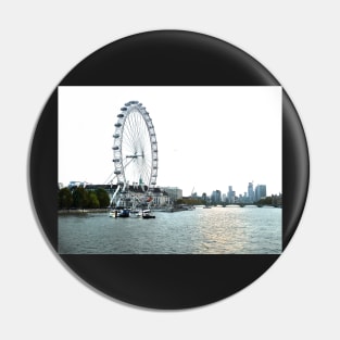 Sunset on river Thames with London Eye Pin