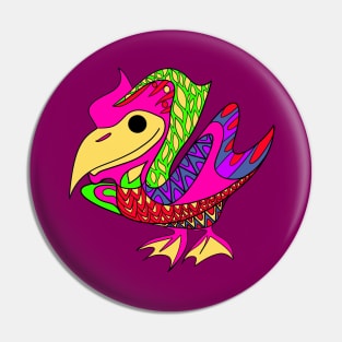 purple winged pelican ecopop tribal pattern Pin