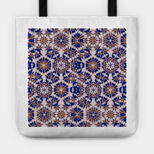 Beige, blue pattern Tote