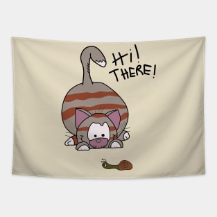 Funny Cat and snail Tapestry