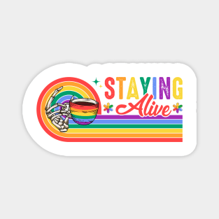 Staying Alive Skeleton Rainbow Gift For Men Women Lgbt Magnet