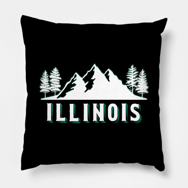 Retro Vintage Illinois USA Pillow by JKFDesigns