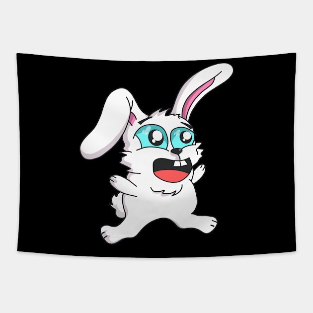 Funny Cartoon Bunny Cute Rabbit Tapestry by Foxxy Merch