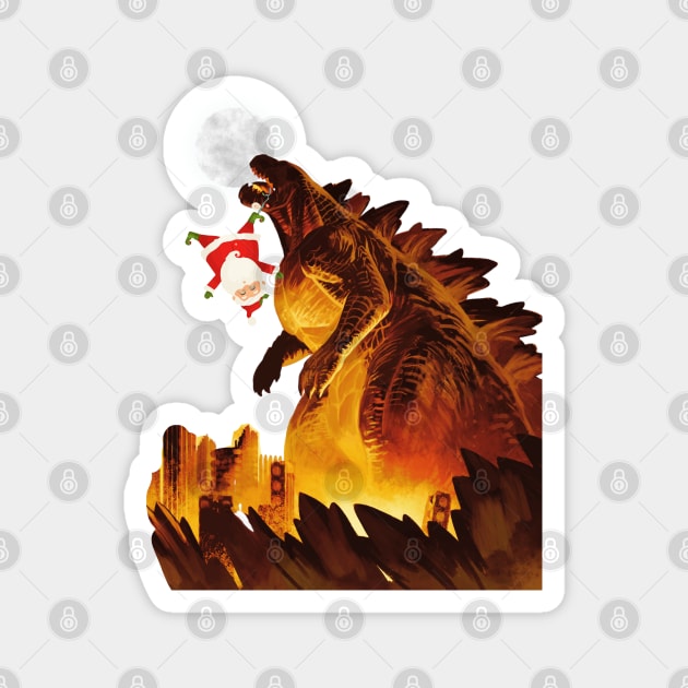 Godzilla Christmas Magnet by Museflash