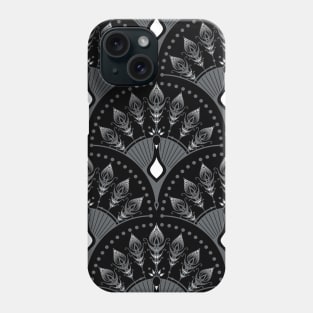 Black and White Peacock Scales Phone Case