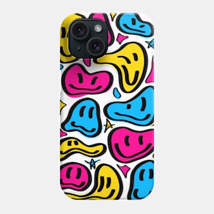 dripping smiley faces – pan flag colors Phone Case