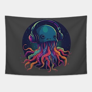 Techno Jellyfish - Cool jellyfish with headphones Tapestry