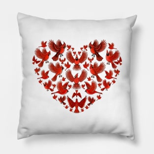 Red Cardinal bird heart love you Pillow