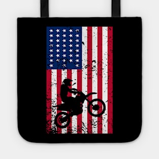 Dirt Bike American Flag 4th of july Tote