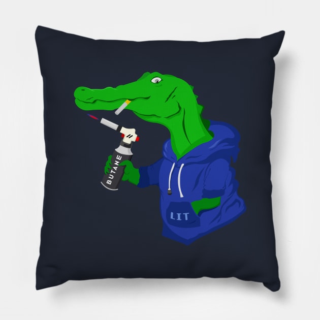 Cool thug crocodile smoking Pillow by Marzuqi che rose