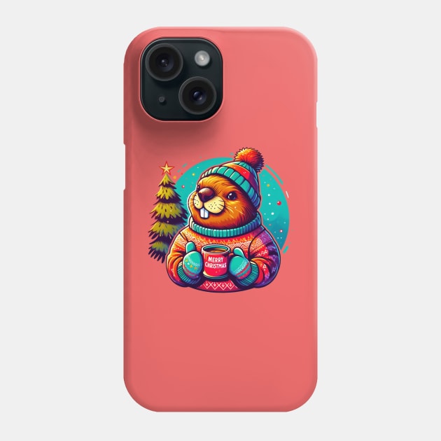 Funny Beavers Christmas Phone Case by BukovskyART