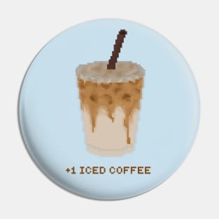 +1 Iced coffee pixel art Pin