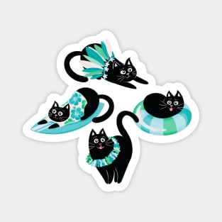 Purrfect Purradise - aqua blue Magnet