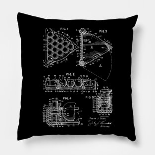 Billiard Ball Rack Vintage Patent Drawing Pillow