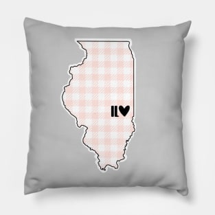 USA States: Illinois (pink plaid) Pillow