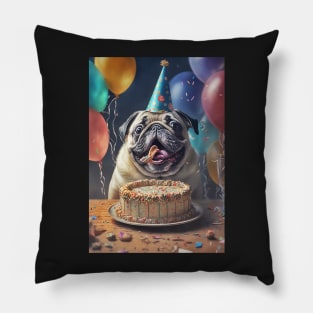 Pug Birthday Card #2 Pillow