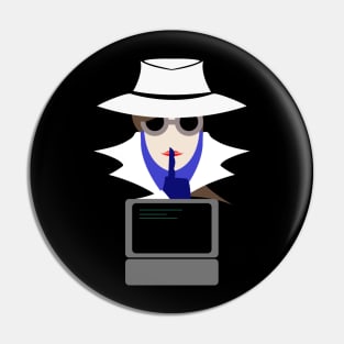 Lady White Shush (Cauc W/Computer): A Cybersecurity Design Pin