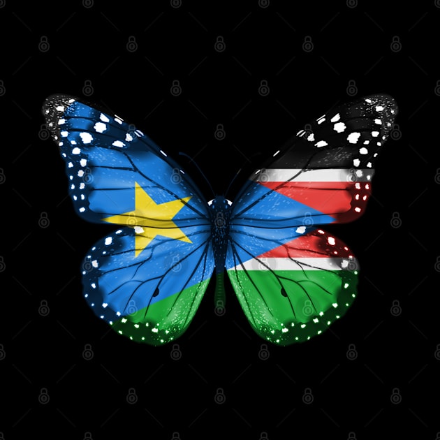 South Sudanese Flag  Butterfly - Gift for South Sudanese From South Sudan by Country Flags