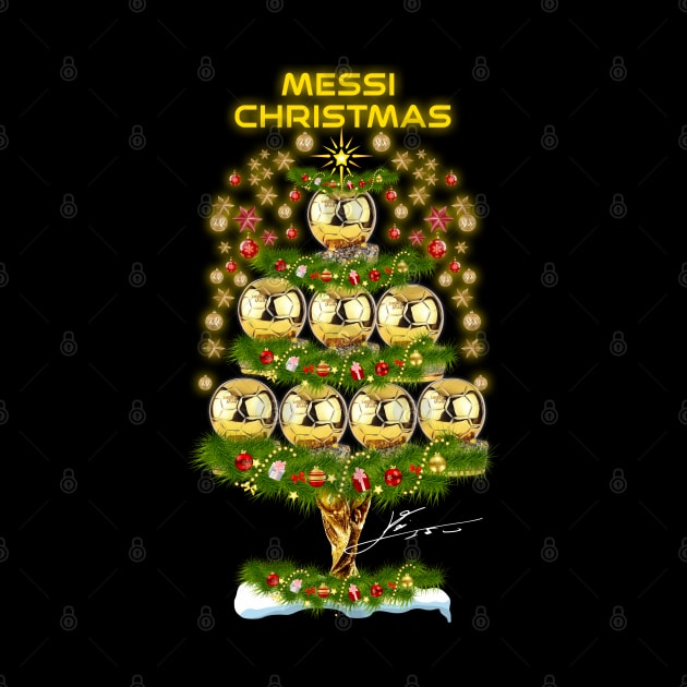 Funny Christmas Messi Christmas Tree 8 Ball D’or by Chea Shepherd