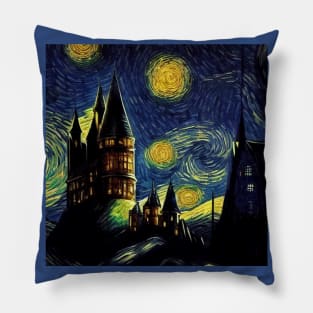 Starry Night Wizarding School Van Gogh Pillow