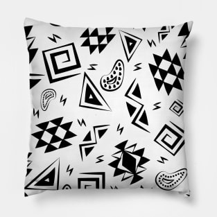 Aztec Vintage Symbols Black Pillow