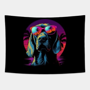 Retro Wave Bloodhound Dog Tapestry