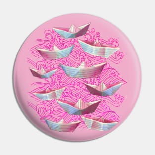 Pink Waves and Paper Boats Pin