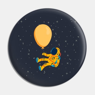 Astronaut hanging on a balloon in space Pin