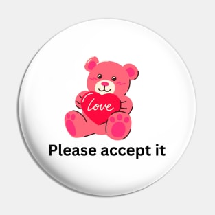 Valentines day teddy bear Pin