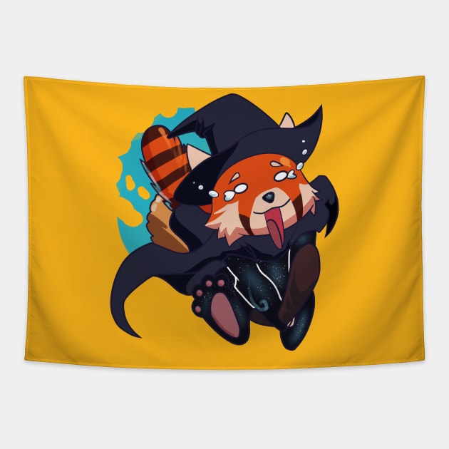 How Do You Stop This Thing!? - Red Panda Witch Tapestry by Xonaar Illustrations